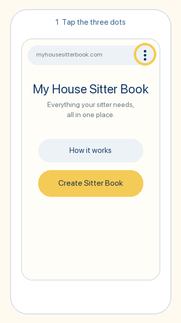 Animated guide showing how to add My House Sitter Book to an Android Home Screen